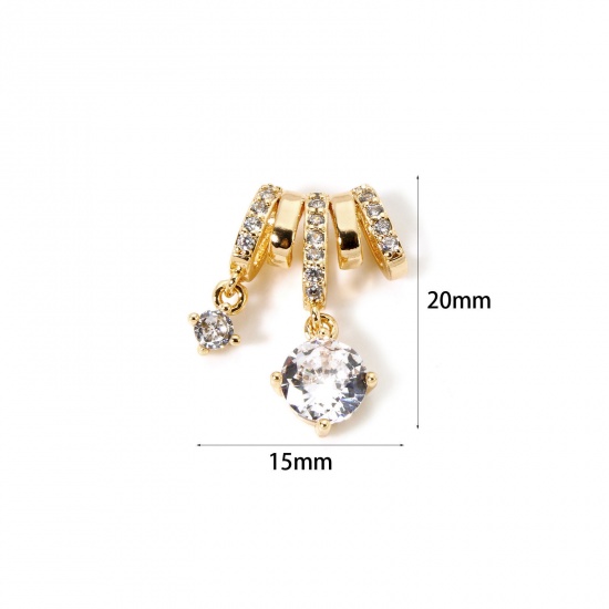 Bild von 1 Stück Umweltfreundlich Messing Charms 18K Echtgold plattiert Rund Micro Pave Klar Kubischer Zirkon 20mm x 15mm