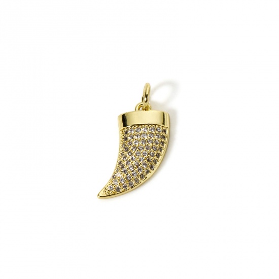 Immagine di 1 Pz Ecologico Ottone Ciondoli 18K Vero Oro Placcato Avorio Micro Spianare Trasparente Cubic Zirconiae 20mm x 12mm
