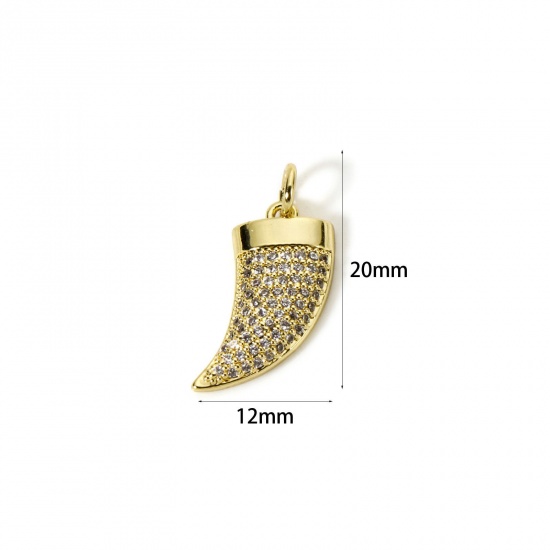Immagine di 1 Pz Ecologico Ottone Ciondoli 18K Vero Oro Placcato Avorio Micro Spianare Trasparente Cubic Zirconiae 20mm x 12mm