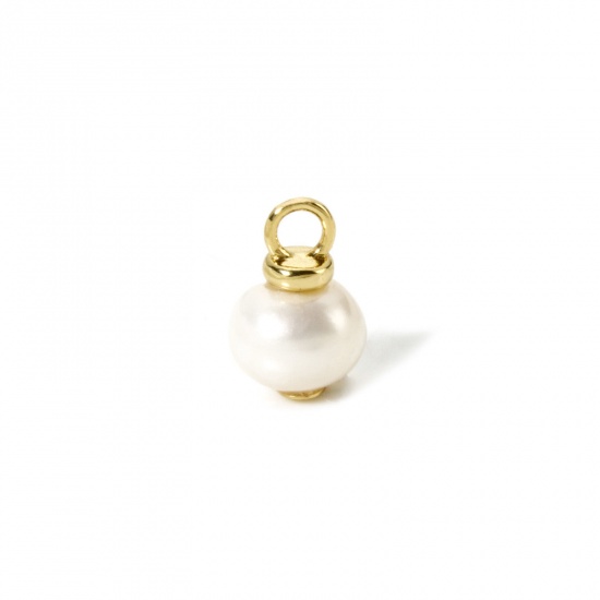 Bild von 1 Piece Eco-friendly Pearl & Brass Charms 18K Real Gold Plated Baroque 12.5mm x 8mm