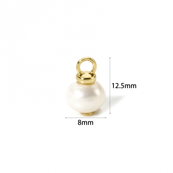 Bild von 1 Piece Eco-friendly Pearl & Brass Charms 18K Real Gold Plated Baroque 12.5mm x 8mm