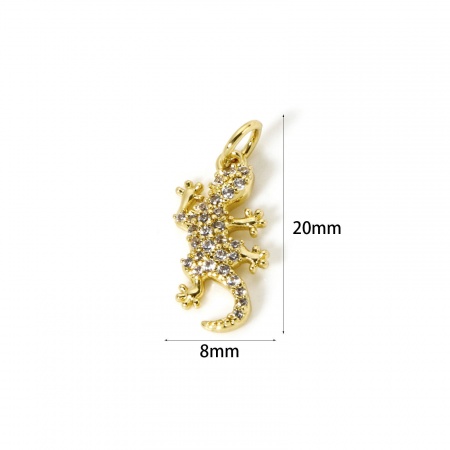 Picture of Eco-friendly Brass Charms 18K Real Gold Plated Micro Pave Clear Cubic Zirconia