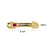 Picture of 1 Piece Eco-friendly Brass Connectors Charms Pendants 18K Real Gold Plated Strip Micro Pave Multicolour Cubic Zirconia 3.4cm x 0.8cm