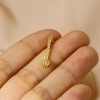 Image de 2 Pcs Breloques Respectueux de la Nature en Laiton Plaqué Or Véritable 18K Fourchette Micro Pave à Zircone Cubique Clair 27mm x 4mm