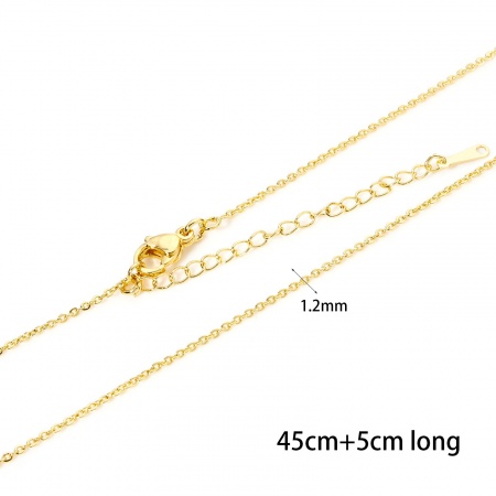 Immagine di 2 Pz Ecologico Ottone Catena a Cavo Collana 18K Vero Oro Placcato Con Aragosta Fermagli Fibbia e Catena di Estensione 45cm Lunghezza, Dimensione Catena: 1.2mm