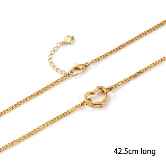 Изображение 1 ШТ Экологичный Латунь Снаряженные Цепи Ожерелья 18K настоящее золото с покрытием С пружинной застежкой 42.5см Длина, Размер Цепи: 2.2мм