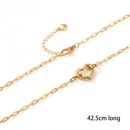 Изображение 1 ШТ Экологичный Латунь Цепочка зажимов Ожерелья 18K настоящее золото с покрытием С пружинной застежкой 42.5см Длина, Размер Цепи: 2.4мм