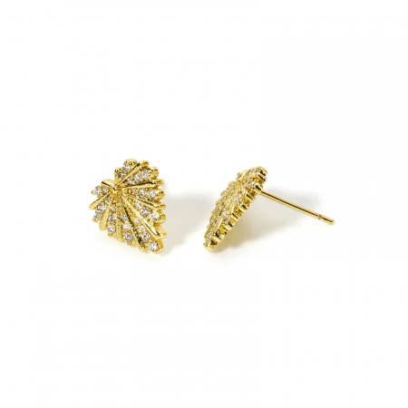 Image de 1 Paire Boucles d'Oreilles Puces La Saint Valentin en Laiton & Zirconia Cubique Respectueux de la Nature À la Mode Cœur Plaqué Or Véritable 18K Pour Femmes 12.5mm x 12mm, Taille de Fil: (21 gauge)