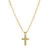 Picture of 1 Piece Eco-friendly Minimalist Religious 18K Real Gold Plated Brass Link Cable Chain Cross Pendant Charm Necklace Unisex Gift 46cm(18.1") + 6cm(2.4") long