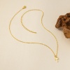 Picture of 1 Piece Eco-friendly Minimalist Religious 18K Real Gold Plated Brass Link Cable Chain Cross Pendant Charm Necklace Unisex Gift 46cm(18.1") + 6cm(2.4") long