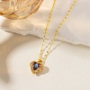 Picture of 1 Piece Eco-friendly Valentine's Day 18K Real Gold Plated Brass & Glass Lips Chain Heart Wing Luxury Colorful Crystal Ocean Heart Pendant Charm Necklace For Women 45cm(17.7") + 5cm(2") long