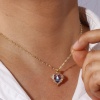 Picture of 1 Piece Eco-friendly Valentine's Day 18K Real Gold Plated Brass & Glass Lips Chain Heart Wing Luxury Colorful Crystal Ocean Heart Pendant Charm Necklace For Women 45cm(17.7") + 5cm(2") long
