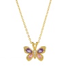Bild von 1 Strang Umweltfreundlich Natürliche Pastoral Insekt 18K Echtgold plattiert Messing + Kubisch Zirkonia Kreuz Gliederketten Schmetterling Anhänger Halskette Für Frauen Geschenk 46cm + 6cm lang
