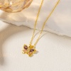 Bild von 1 Strang Umweltfreundlich Natürliche Pastoral Insekt 18K Echtgold plattiert Messing + Kubisch Zirkonia Kreuz Gliederketten Schmetterling Anhänger Halskette Für Frauen Geschenk 46cm + 6cm lang