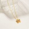 Bild von 1 Strang Umweltfreundlich Natürliche Pastoral Insekt 18K Echtgold plattiert Messing + Kubisch Zirkonia Kreuz Gliederketten Schmetterling Anhänger Halskette Für Frauen Geschenk 46cm + 6cm lang