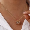 Bild von 1 Strang Umweltfreundlich Natürliche Pastoral Insekt 18K Echtgold plattiert Messing + Kubisch Zirkonia Kreuz Gliederketten Schmetterling Anhänger Halskette Für Frauen Geschenk 46cm + 6cm lang