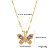 Bild von 1 Strang Umweltfreundlich Natürliche Pastoral Insekt 18K Echtgold plattiert Messing + Kubisch Zirkonia Kreuz Gliederketten Schmetterling Anhänger Halskette Für Frauen Geschenk 46cm + 6cm lang