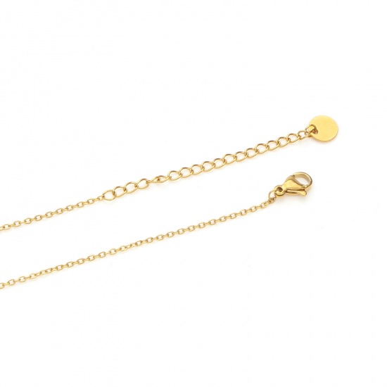 Image de 1 Pièce Colliers Chaîne Maille Forçat en 304 Acier Inoxydable Revêtement sous Vide PVD Respectueux de l'Environnement Simple & Décontracté Plaqué Or Véritable 18K Pour Femmes Cadeau 40cm long, Taille de la Chaîne: 1.4mm