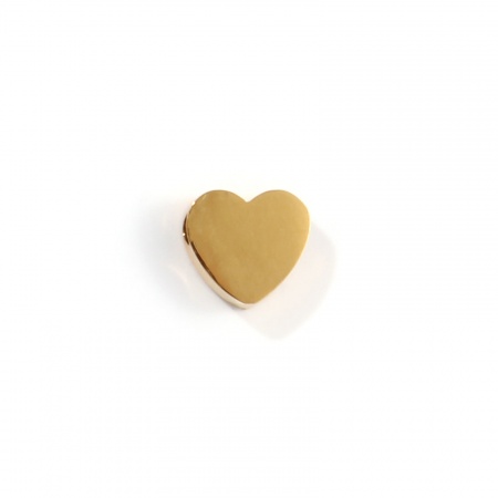 Picture of 2 PCs Eco-friendly PVD Vacuum Plating 304 Stainless Steel Mini Charms 18K Gold Plated Heart Double-sided Polishing 8mm x 7mm