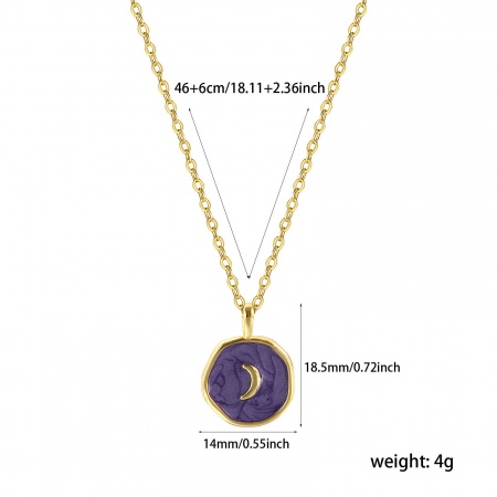 Picture of Eco-friendly Stylish Ins Style 18K Real Gold Plated Brass Link Cable Chain Round Disc Enamel Pendant Charm Necklace For Women Gift 46cm(18.1