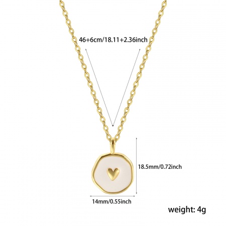 Picture of Eco-friendly Stylish Ins Style 18K Real Gold Plated Brass Link Cable Chain Round Disc Enamel Pendant Charm Necklace For Women Gift 46cm(18.1