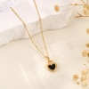 Picture of 1 Piece Eco-friendly Stylish Valentine's Day 18K Gold Plated Black & White Natural Shell & Brass Curb Link Chain Heart Double Sided Pendant Charm Necklace For Women Gift 45cm(17.7") + 5cm(2") long