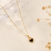 Picture of 1 Piece Eco-friendly Stylish Valentine's Day 18K Gold Plated Black & White Natural Shell & Brass Curb Link Chain Heart Double Sided Pendant Charm Necklace For Women Gift 45cm(17.7") + 5cm(2") long