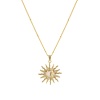 Picture of 1 Piece Eco-friendly Exquisite Galaxy 18K Gold Plated White Brass & Cubic Zirconia Curb Link Chain Sun Enamel Pendant Charm Necklace For Women Gift 45cm(17.7") + 5cm(2") long