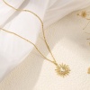 Picture of 1 Piece Eco-friendly Exquisite Galaxy 18K Gold Plated White Brass & Cubic Zirconia Curb Link Chain Sun Enamel Pendant Charm Necklace For Women Gift 45cm(17.7") + 5cm(2") long