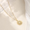 Picture of 1 Piece Eco-friendly Exquisite Galaxy 18K Gold Plated White Brass & Cubic Zirconia Curb Link Chain Sun Enamel Pendant Charm Necklace For Women Gift 45cm(17.7") + 5cm(2") long