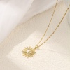 Picture of 1 Piece Eco-friendly Exquisite Galaxy 18K Gold Plated White Brass & Cubic Zirconia Curb Link Chain Sun Enamel Pendant Charm Necklace For Women Gift 45cm(17.7") + 5cm(2") long
