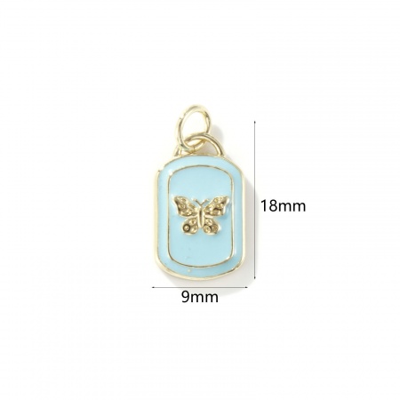 Picture of Eco-friendly Brass Charms 18K Real Gold Plated Multicolor Enamel Geometric