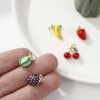 Picture of 1 Set ( 5 PCs/Set) Eco-friendly Brass 3D Charms 18K Real Gold Plated Multicolor Fruit Mixed Enamel