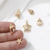 Picture of 1 Set ( 6 PCs/Set) Brass Ocean Jewelry Charms 18K Gold Plated Shell Mixed 3D