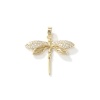 Picture of 2 PCs Brass Insect Charm Pendant 18K Gold Plated Dragonfly Animal Micro Pave Clear Cubic Zirconia 29mm x 29mm