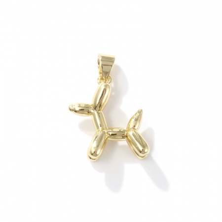 2 Pz Ottone Ciondoli Pendenti Placcato Oro 18K Palloncino Cane 3D 23mm x 16mm
