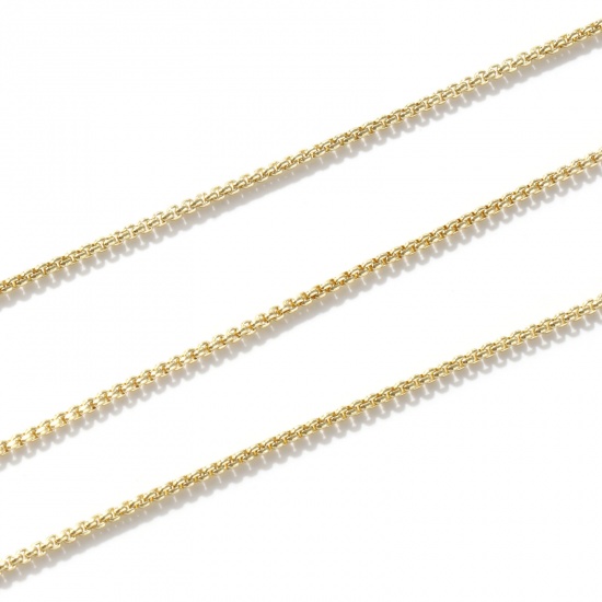 Imagen de 2 Unidades Respetuoso del Medio Ambiente Latón Cadena de Cable Cruz Collares 18K Oro Real Chapado Con Broche de Langosta y Extensor Cadena 45cm + 5cm longitud, Cadena: 1.5mm