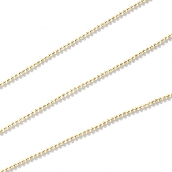 Imagen de 2 Unidades Respetuoso del Medio Ambiente Latón Cadenas de Bola Collares 18K Oro Real Chapado Con Broche de Langosta y Extensor Cadena 45cm + 5cm longitud, Cadena: 1.2mm