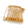 Picture of 10 PCs Vacuum Plating 304 Stainless Steel Safety Pin Brooches 18K Gold Plated 38mm x 9mm
