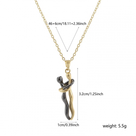 Picture of 1 Piece Eco-friendly Stylish Valentine's Day 18K Real Gold Plated Gunmetal Brass Link Cable Chain Lovers 3D Pendant Charm Necklace Unisex Gift 46cm(18.1") + 6cm(2.4") long