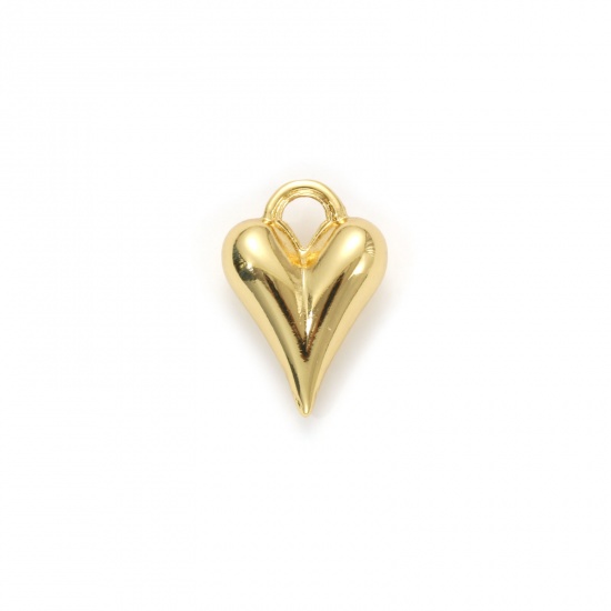 Bild von 1 Stück Umweltfreundlich Messing Valentinstag Charms 18K Echtgold plattiert Herz 3D 18mm x 12mm
