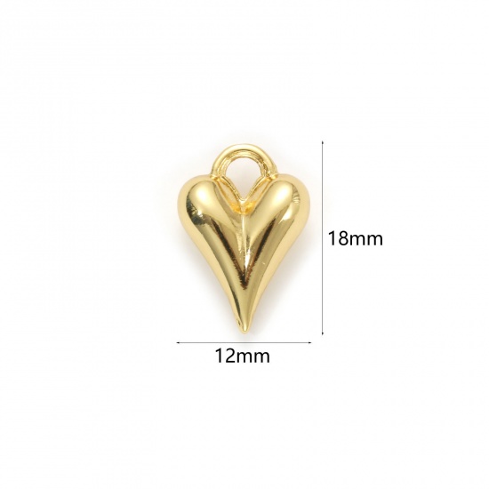 Bild von 1 Stück Umweltfreundlich Messing Valentinstag Charms 18K Echtgold plattiert Herz 3D 18mm x 12mm