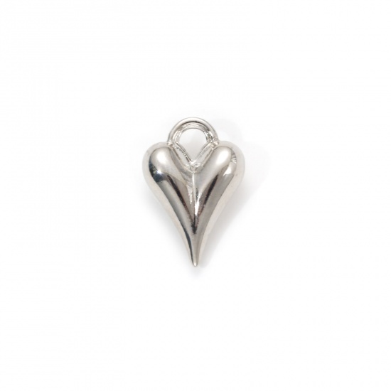 Bild von 1 Stück Umweltfreundlich Messing Valentinstag Charms Echt Platin plattiert Herz 3D 18mm x 12mm