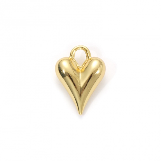 Bild von 1 Stück Umweltfreundlich Messing Valentinstag Charms 18K Echtgold plattiert Herz 3D 21mm x 15mm