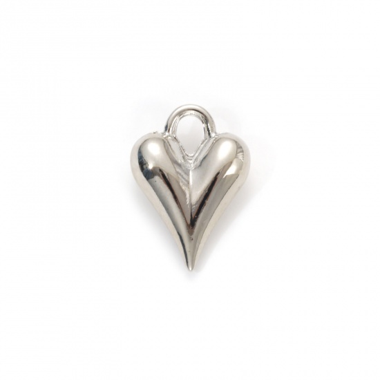 Bild von 1 Stück Umweltfreundlich Messing Valentinstag Charms Echt Platin plattiert Herz 3D 21mm x 15mm