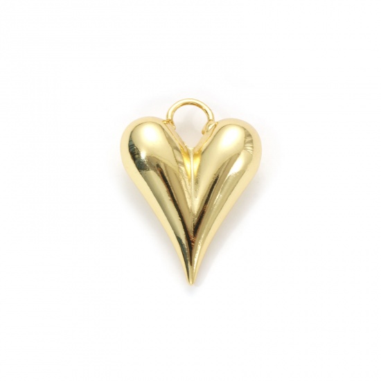 Bild von 1 Stück Umweltfreundlich Messing Valentinstag Charms 18K Echtgold plattiert Herz 3D 28mm x 20mm