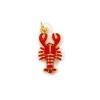 Picture of 1 Piece Eco-friendly Brass Ocean Jewelry Charms 18K Real Gold Plated Red Enamel Lobster 3D 24mm x 10mm