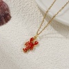 Picture of 1 Piece Eco-friendly Brass Ocean Jewelry Charms 18K Real Gold Plated Red Enamel Lobster 3D 24mm x 10mm