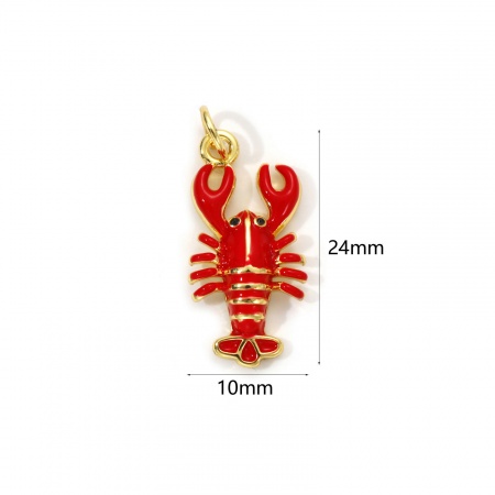 Picture of Eco-friendly Brass Ocean Jewelry Pendants 18K Real Gold Plated Red Enamel