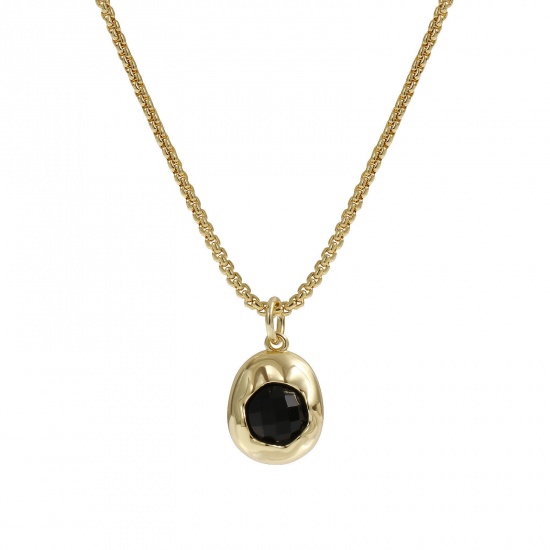 Bild von 1 Piece Eco-friendly Stylish 18K Real Gold Plated Black Brass Link Cable Chain Irregular Acrylic Imitation Pearl Pendant Charm Necklace For Women Gift 45cm(17.7") + 5cm(2") long